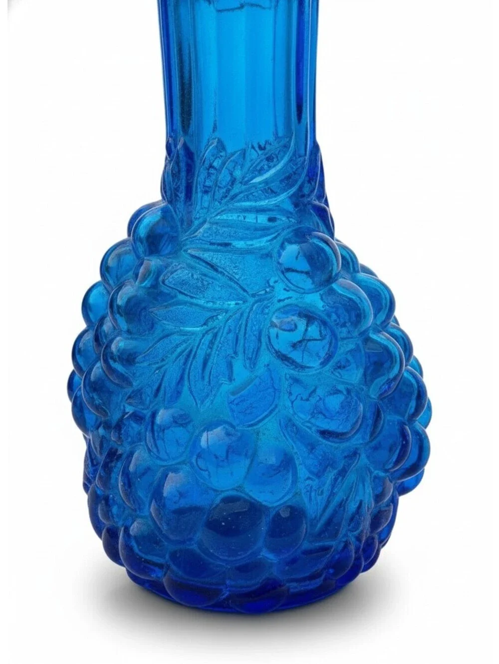 Vintage Blue Glass Grape Decanter 12